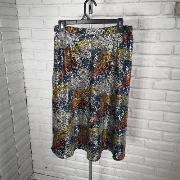 NWT Danier Ladies Size 8 Blue Combo Lined A-Line Midi Length Skirt - Picture 1 of 11